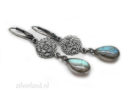 Edelsteen Oorbellen met Labradoriet Druppels