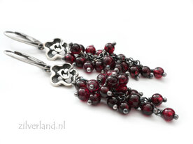 Handgemaakte Zilveren Oorbellen met Granaat Edelstenen