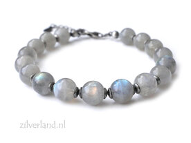 Handgemaakte Edelstenen Armband met Labradoriet- Geoxideerd