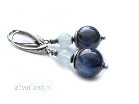 Handgemaakte Oorbellen met Kyaniet en Aquamarijn