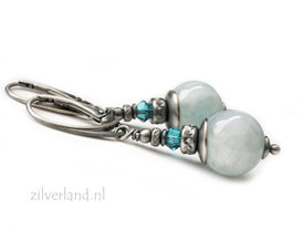Handgemaakte Oorbellen met Aquamarijn en Swarovski Kristallen