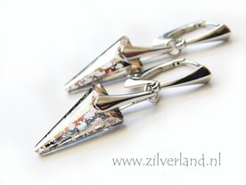 Zilveren Oorbellen met Swarovski Spike &quot;Rose Patina&quot; - Gerhodineerd
