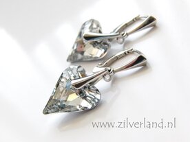 Zilveren Oorbellen met Swarovski Wild Heart &quot;Crystal Comet Argent Light&quot; - Gerhodineerd