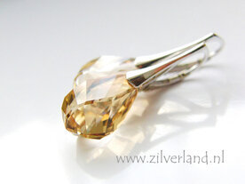 Zilveren Oorbellen met Swarovski Helix &quot;Golden Shadow&quot; - Gerhodineerd