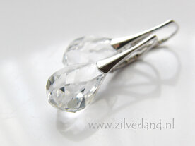 Zilveren Oorbellen met Swarovski Helix &quot;Crystal&quot; - Gerhodineerd