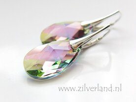 Zilveren Oorbellen met Swarovski Almond &quot;Paradise Shine&quot;- Gerhodineerd