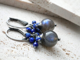 Handgemaakte oorbellen Labradoriet