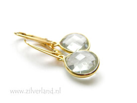 Edelsteen Oorbellen met Groene Amethyst- Verguld