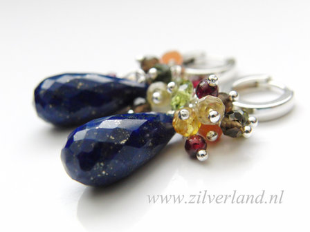 - Sterling Zilveren Oorbellen met Lapis Lazuli Briolettes