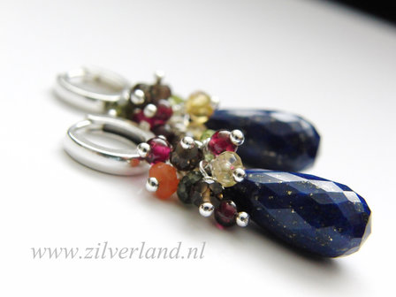 - Sterling Zilveren Oorbellen met Lapis Lazuli Briolettes