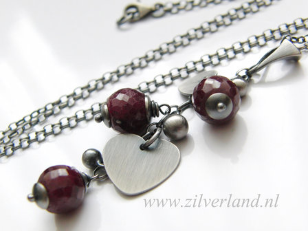 Sterling Zilveren Ketting met Robijn