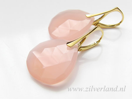 Sterling Zilveren Edelstenen Oorbellen met Chalcedoon Briolettes