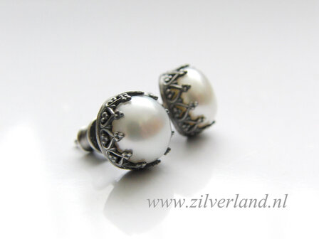 Handgemaakte Zilveren Oorstekers met Zoetwaterparels