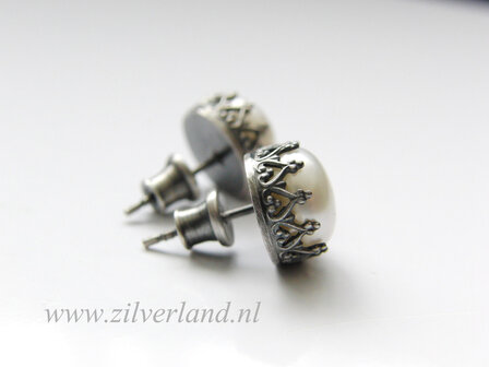 Handgemaakte Zilveren Oorstekers met Zoetwaterparels