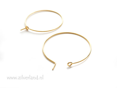 30mm Sterling Zilveren Oorbelhaken- Creolen Verguld