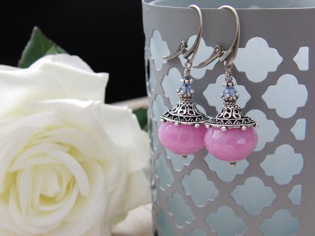 Handgemaakte Oorbellen met Edelstenen &quot;Oriental Jade&quot;