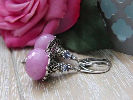 Handgemaakte Oorbellen met Edelstenen &quot;Oriental Jade&quot;