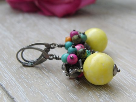 Edelstenen Oorbellen met Howliet &quot;Summertime&quot;