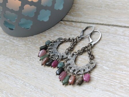 Edelstenen Oorbellen &quot;Toermalijn in Oxide&quot;