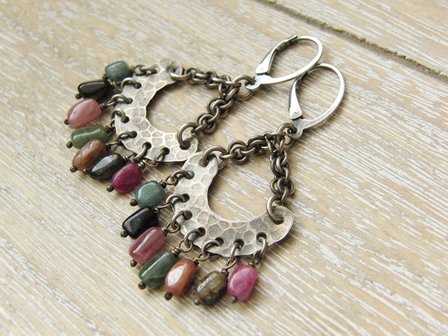 Edelstenen Oorbellen &quot;Toermalijn in Oxide&quot;