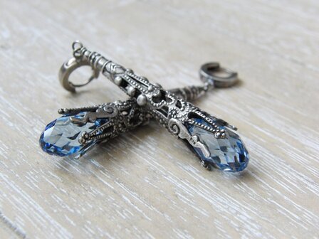 Zilveren Oorbellen met Swarovski Briolettes &quot;Kantwerk Knuppels&quot;