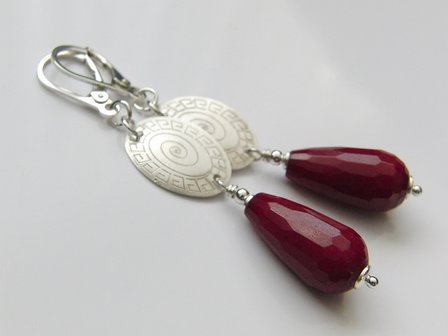 Zilveren Oorbellen met Jade Druppels