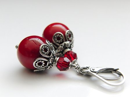 Edelstenen Oorbellen met Koraal &quot;Lady in Red&quot;