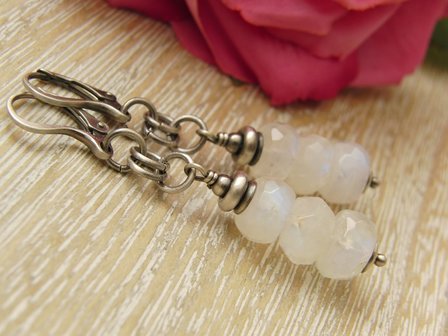 Edelstenen Oorbellen &quot;Regenboogmaansteen in Oxide&quot;