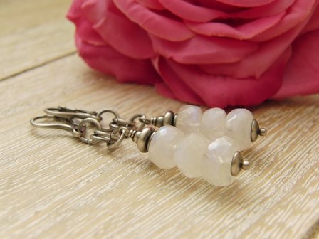 Edelstenen Oorbellen &quot;Regenboogmaansteen in Oxide&quot;