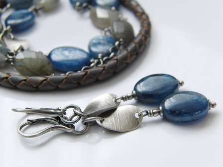 Edelstenen Oorbellen &quot;Kyaniet in Oxide&quot;