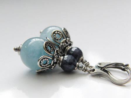 Edelstenen Oorbellen met Aquamarijn en Saffier &quot;Blauw Bloed&quot;