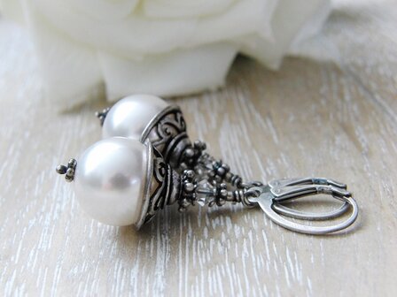 Zilveren Oorbellen met Swarovski Parels 