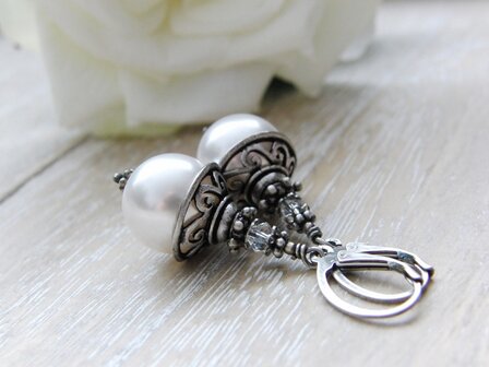 Zilveren Oorbellen met Swarovski Parels 