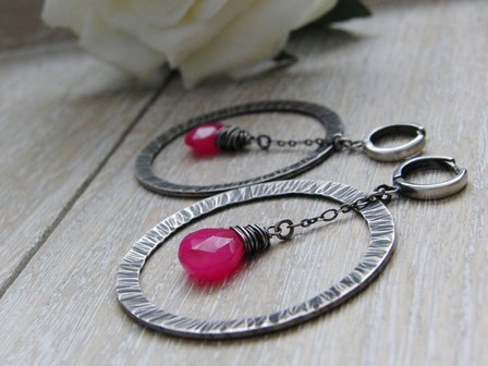 Zilveren Oorbellen met Chalcedoon &quot;Around and Around&quot;