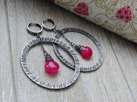 Zilveren Oorbellen met Chalcedoon &quot;Around and Around&quot;