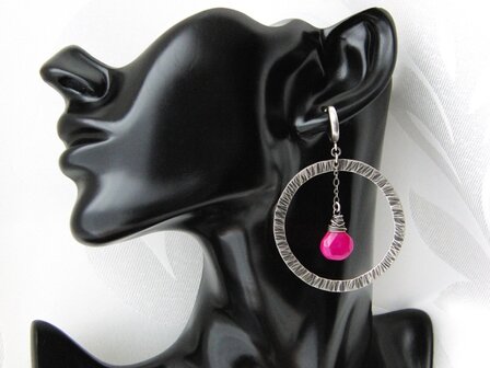 Zilveren Oorbellen met Chalcedoon &quot;Around and Around&quot;