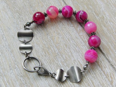 Armband met Agaat Edelstenen &quot;Magenta&quot;