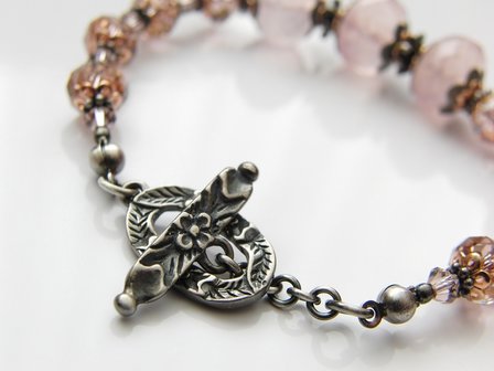 Edelstenen Sieraden Set- Armband, Oorbellen en Hanger &quot;Roses&quot; 