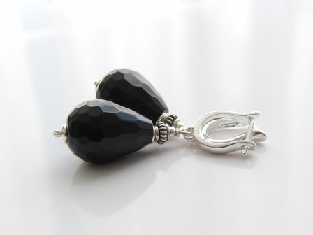 Halfedelstenen Oorbellen met Onyx &quot;Druppels&quot;