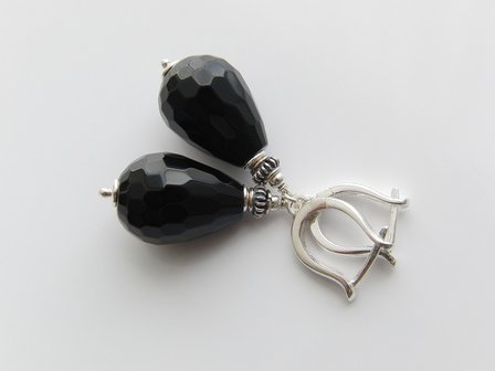 Halfedelstenen Oorbellen met Onyx &quot;Druppels&quot;