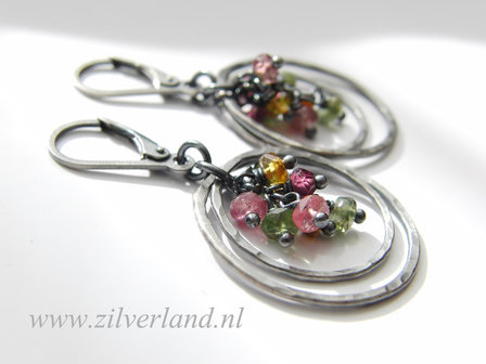 Gereserveerd- Handgemaakte Zilveren Oorbellen met Toermalijn