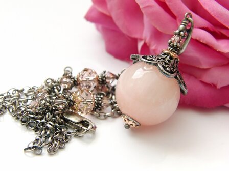 Handgemaakte Ketting met Jade &quot;Zalm Bal&quot;