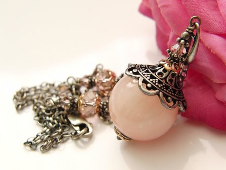 Handgemaakte Ketting met Jade &quot;Zalm Bal&quot;