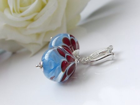 Zilveren Oorbellen met Handgemaakte Glaskralen 2