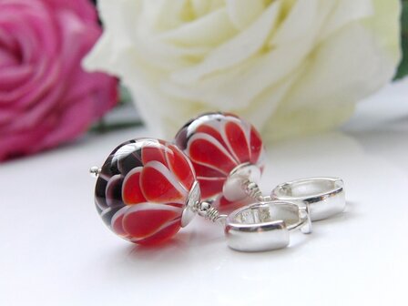 Zilveren Oorbellen met Handgemaakte Glaskralen 4