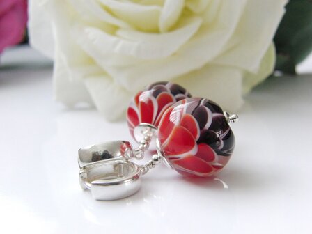 Zilveren Oorbellen met Handgemaakte Glaskralen 4