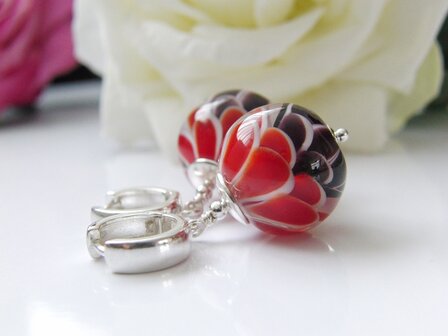 Zilveren Oorbellen met Handgemaakte Glaskralen 4