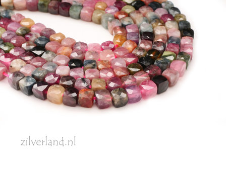 4mm Toermalijn Kubus Edelsteen Kralen- Facet