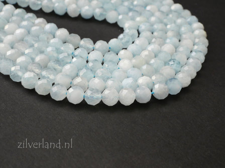 4mm Facet Geslepen Aquamarijn Kralen