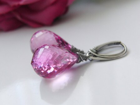 Zilveren Oorbellen met Topaas Light Pink